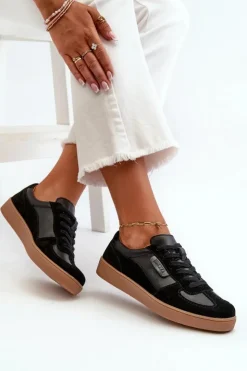 Buty damskie Vinceza Sneakersy Damskie*Damskie Skórzane Sneakersy Czarne Vinceza 7333