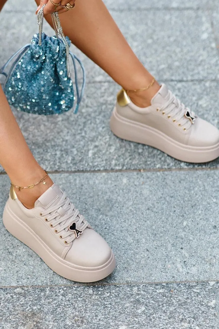 Damskie Buty damskie Vinceza Damskie Skórzane Sneakersy Na Platformie Beżowe Vinceza 66700