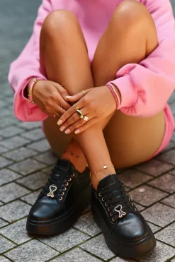 Hot Buty damskie Vinceza Damskie Skórzane Sneakersy Na Platformie Czarne Vinceza 66700