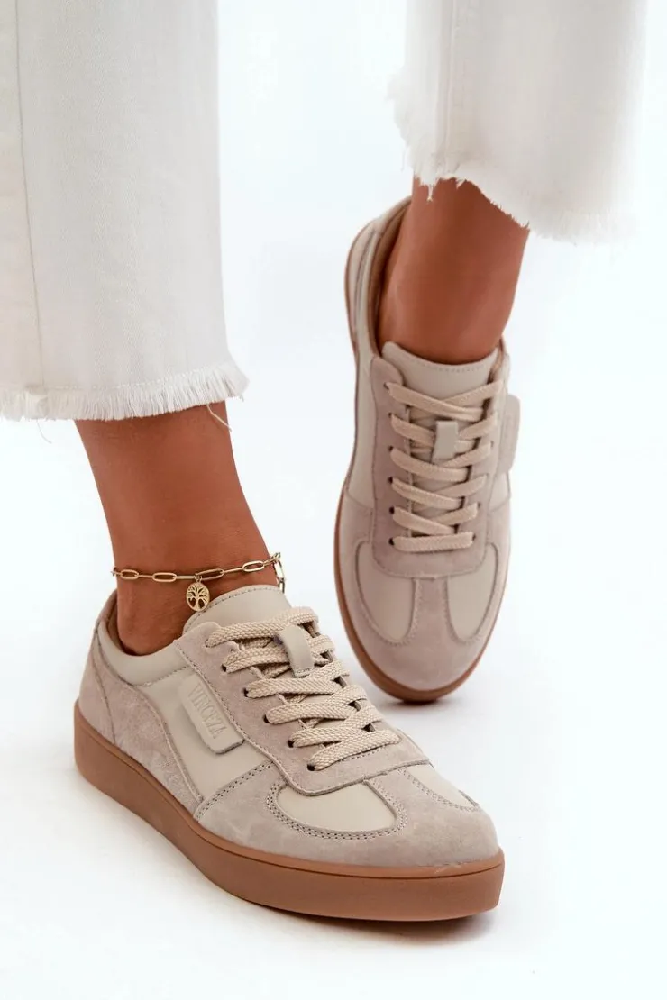 Damskie Buty damskie Vinceza Damskie Skórzane Sneakersy Szare Vinceza 7333