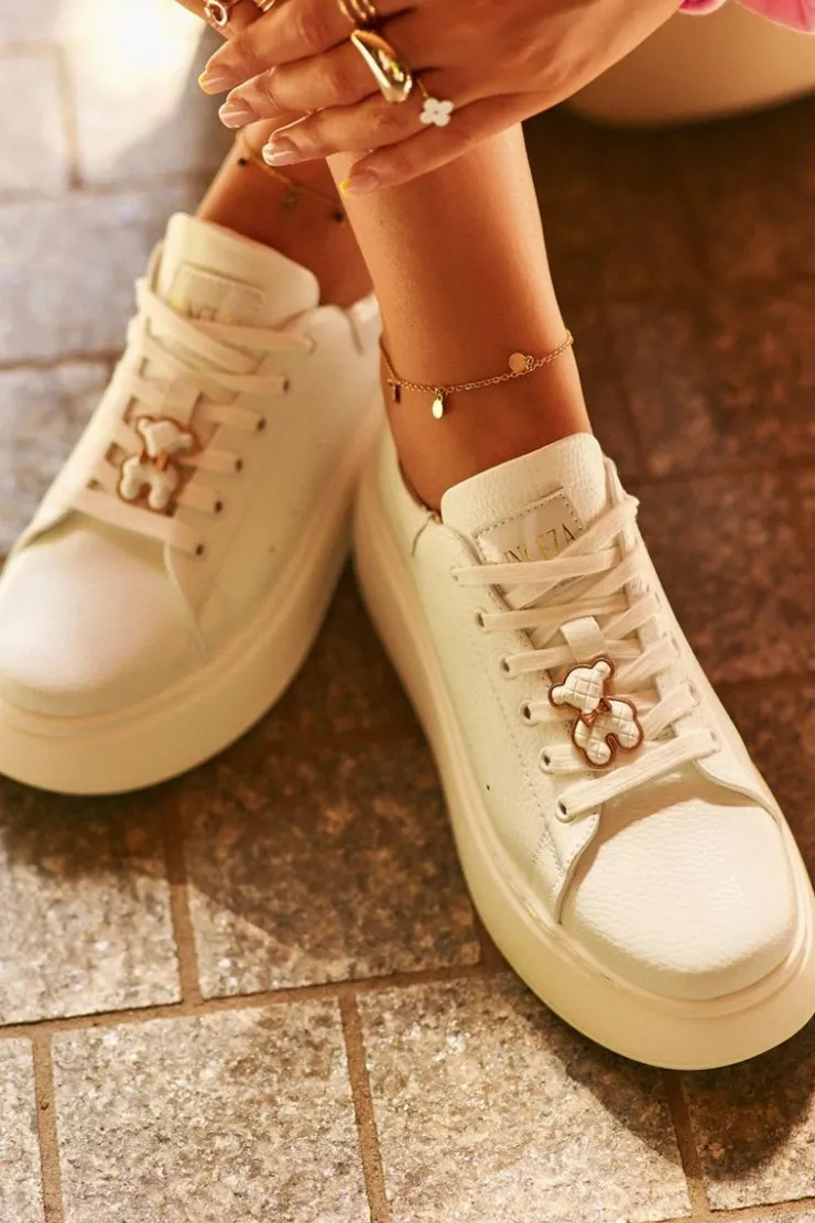 Damskie Buty damskie Vinceza Damskie Skórzane Sneakersy Na Platformie Z Misiem Białe Vinceza 66641