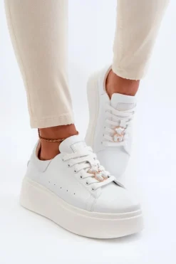 Damskie Buty damskie Vinceza Damskie Skórzane Sneakersy Na Platformie Z Misiem Białe Vinceza 66641