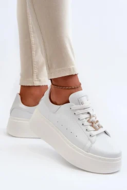 Damskie Buty damskie Vinceza Damskie Skórzane Sneakersy Na Platformie Z Misiem Białe Vinceza 66641