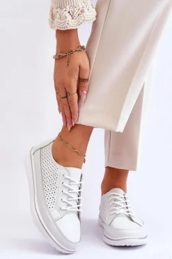 Buty damskie Vinceza Sneakersy Damskie*Damskie Skórzane Sportowe Buty Trampki Białe Elami