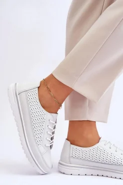 Buty damskie Vinceza Sneakersy Damskie*Damskie Skórzane Sportowe Buty Trampki Białe Elami