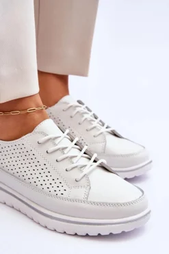 Buty damskie Vinceza Sneakersy Damskie*Damskie Skórzane Sportowe Buty Trampki Białe Elami