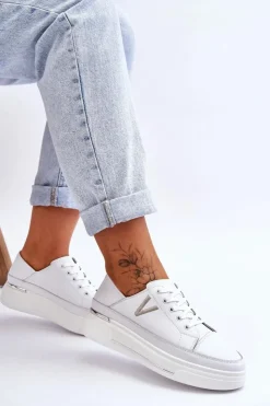 Buty damskie Vinceza Sneakersy Damskie*Damskie Skórzane Sportowe Buty Na Platformie Białe Saul