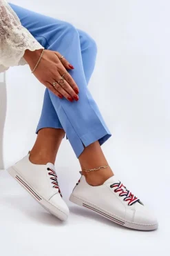Buty damskie Vinceza Trampki Damskie Niskie*Damskie Skórzane Tenisówki Białe Litzy