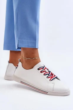 Buty damskie Vinceza Trampki Damskie Niskie*Damskie Skórzane Tenisówki Białe Litzy