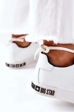 Big Star Shoes Trampki Damskie Big Star|Trampki Damskie Niskie*Damskie Skórzane Tenisówki BIG STAR II274031 Biało-Czarne