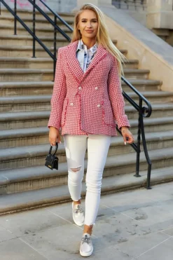 Damskie Damskie buty S.Barski Damskie Skórzane Tenisówki Z Ozdobą Metaliczny Róż Carrey