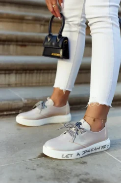 Damskie Damskie buty S.Barski Damskie Skórzane Tenisówki Z Ozdobą Metaliczny Róż Carrey