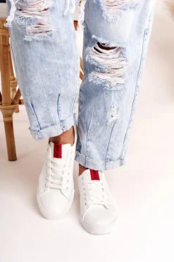 Best Big Star Shoes Damskie Skórzane Tenisówki Z Tasiemką BIG STAR DD274685 Białe Biały