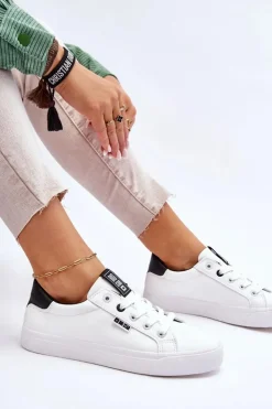 Big Star Shoes Trampki Damskie Niskie|Trampki Damskie Big Star*Damskie Skórzane Tenisówki Big Star EE274312 Biało-Czarne