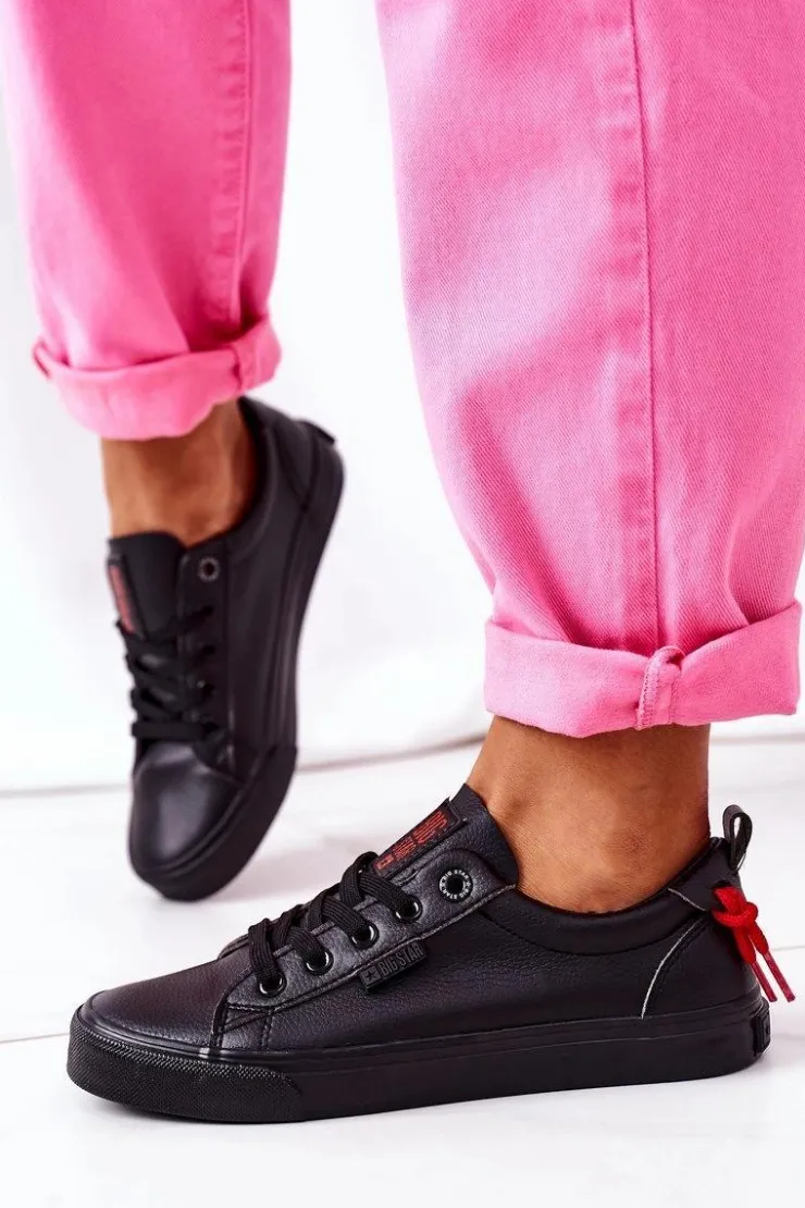 Damskie Big Star Shoes Damskie Skórzane Tenisówki BIG STAR GG274161 Czarne