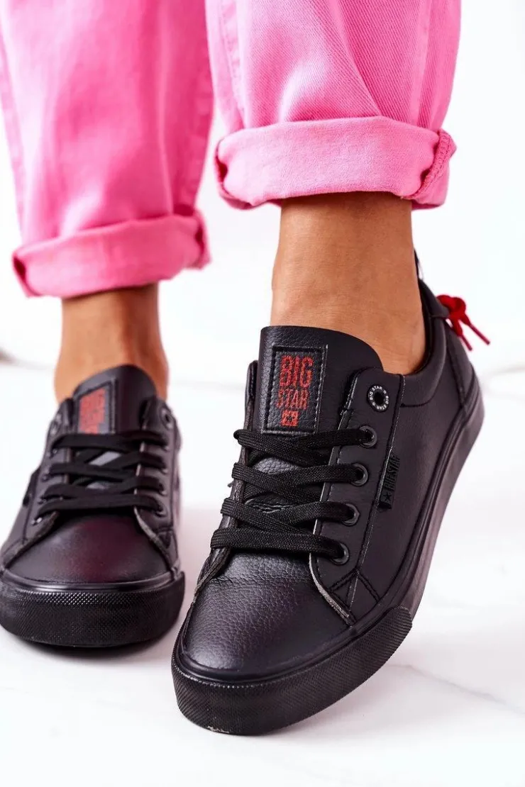 Damskie Big Star Shoes Damskie Skórzane Tenisówki BIG STAR GG274161 Czarne