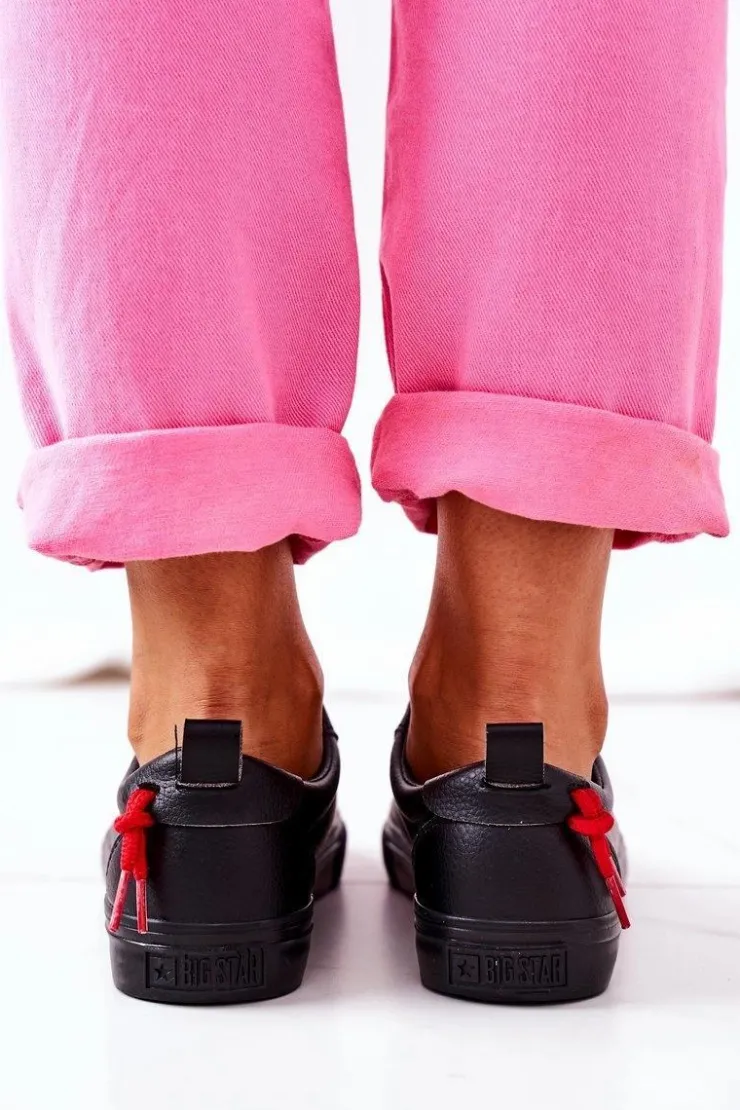 Damskie Big Star Shoes Damskie Skórzane Tenisówki BIG STAR GG274161 Czarne