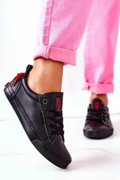 Damskie Big Star Shoes Damskie Skórzane Tenisówki BIG STAR GG274161 Czarne