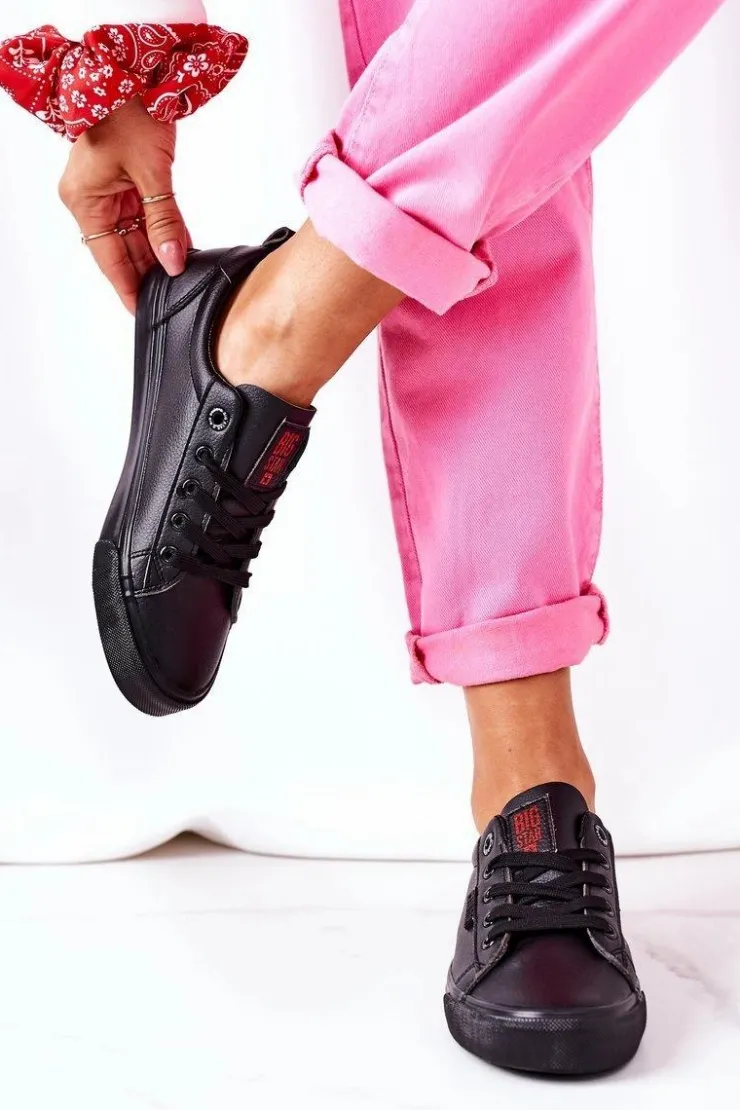 Damskie Big Star Shoes Damskie Skórzane Tenisówki BIG STAR GG274161 Czarne