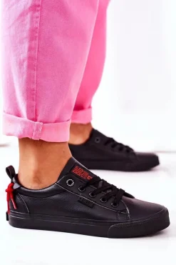 Damskie Big Star Shoes Damskie Skórzane Tenisówki BIG STAR GG274161 Czarne