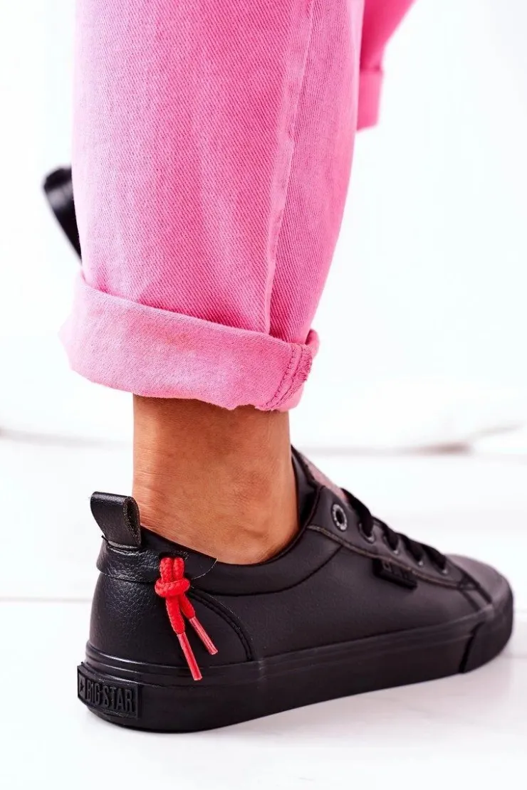 Damskie Big Star Shoes Damskie Skórzane Tenisówki BIG STAR GG274161 Czarne