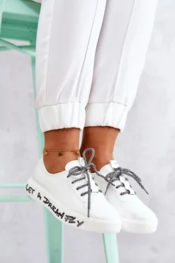 Damskie buty S.Barski Trampki Damskie Niskie*Damskie Skórzane Tenisówki Na Platformie Białe Marien