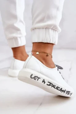 Damskie buty S.Barski Trampki Damskie Niskie*Damskie Skórzane Tenisówki Na Platformie Białe Marien