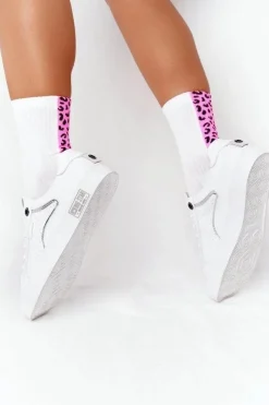 New Big Star Shoes Damskie Skórzane Tenisówki BIG STAR HH274075 Biało-Srebrne