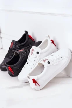 Big Star Shoes Trampki Damskie Big Star|Trampki Damskie Niskie*Damskie Skórzane Tenisówki BIG STAR GG274160 Białe