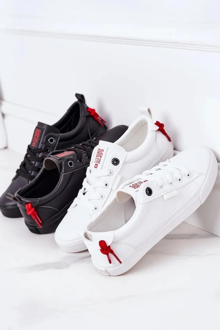 Big Star Shoes Trampki Damskie Big Star|Trampki Damskie Niskie*Damskie Skórzane Tenisówki BIG STAR GG274160 Białe