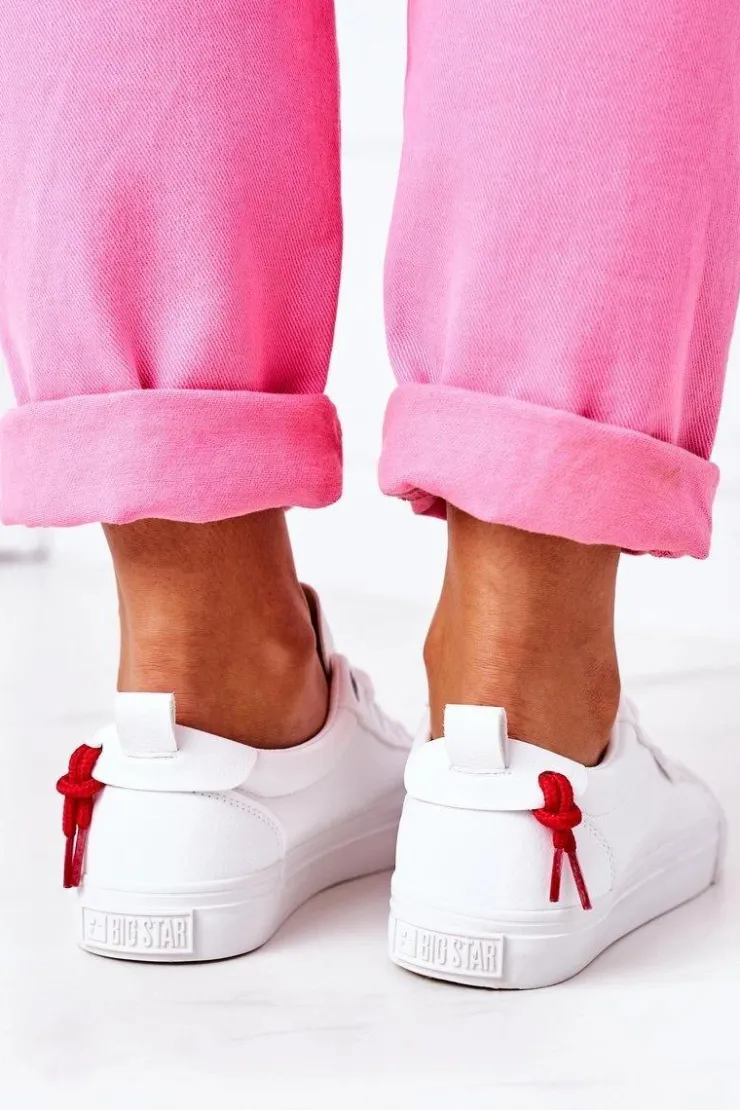 Big Star Shoes Trampki Damskie Big Star|Trampki Damskie Niskie*Damskie Skórzane Tenisówki BIG STAR GG274160 Białe