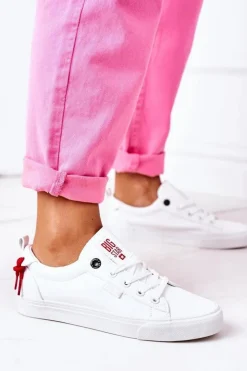 Big Star Shoes Trampki Damskie Big Star|Trampki Damskie Niskie*Damskie Skórzane Tenisówki BIG STAR GG274160 Białe