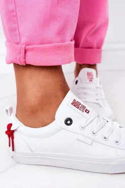 Big Star Shoes Trampki Damskie Big Star|Trampki Damskie Niskie*Damskie Skórzane Tenisówki BIG STAR GG274160 Białe