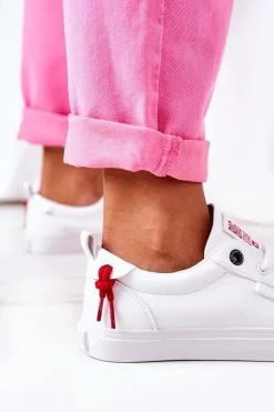 Big Star Shoes Trampki Damskie Big Star|Trampki Damskie Niskie*Damskie Skórzane Tenisówki BIG STAR GG274160 Białe