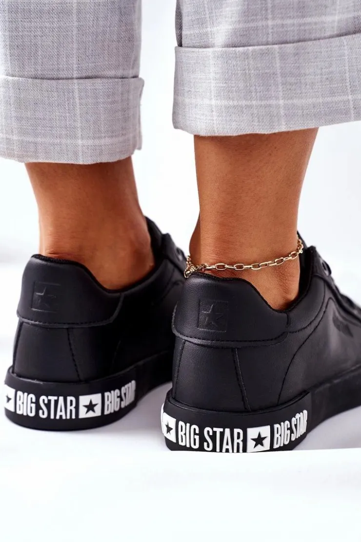 Sale Big Star Shoes Damskie Skórzane Tenisówki BIG STAR II274030 Czarne