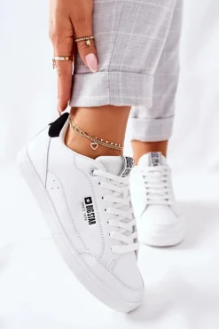 Damskie Big Star Shoes Damskie Skórzane Tenisówki Memory Foam BIG STAR II274319 Białe