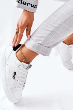 Damskie Big Star Shoes Damskie Skórzane Tenisówki Memory Foam BIG STAR II274319 Białe