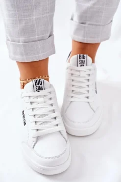 Damskie Big Star Shoes Damskie Skórzane Tenisówki Memory Foam BIG STAR II274319 Białe