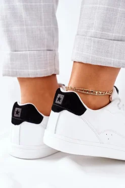 Damskie Big Star Shoes Damskie Skórzane Tenisówki Memory Foam BIG STAR II274319 Białe