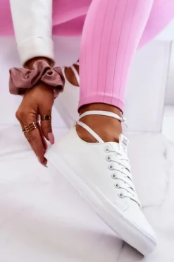 Boto Trampki Damskie Niskie*Damskie Skórzane Tenisówki Białe Mikayla