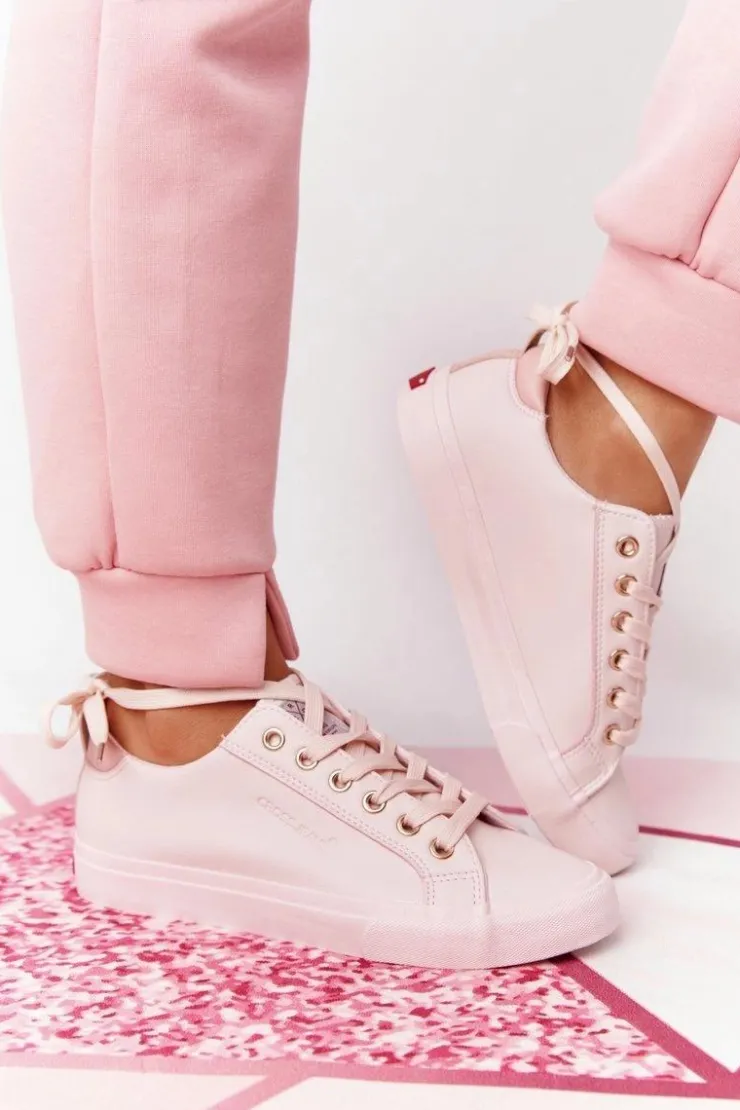 Cross Jeans Trampki Damskie Niskie*Damskie Skórzane Tenisówki HH2R4004C Różowe Różowy