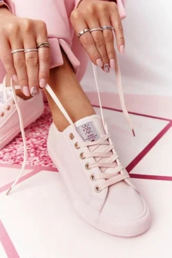 Cross Jeans Trampki Damskie Niskie*Damskie Skórzane Tenisówki HH2R4004C Różowe Różowy