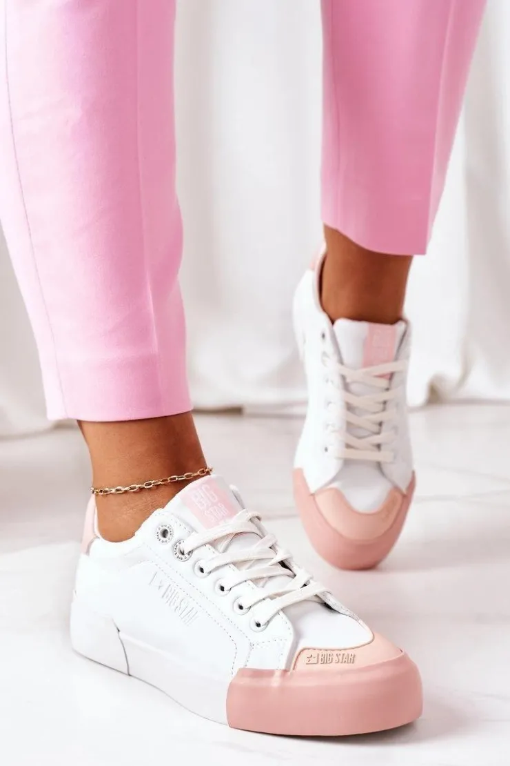 Hot Big Star Shoes Damskie Skórzane Tenisówki BIG STAR II274027 Białe