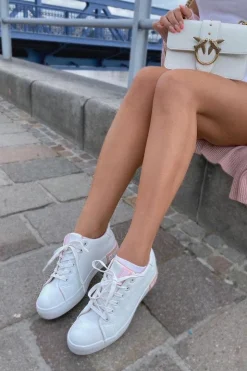 Big Star Shoes Trampki Damskie Big Star|Trampki Damskie Niskie*Damskie Skórzane Tenisówki BIG STAR II274033 Biało-Różowe