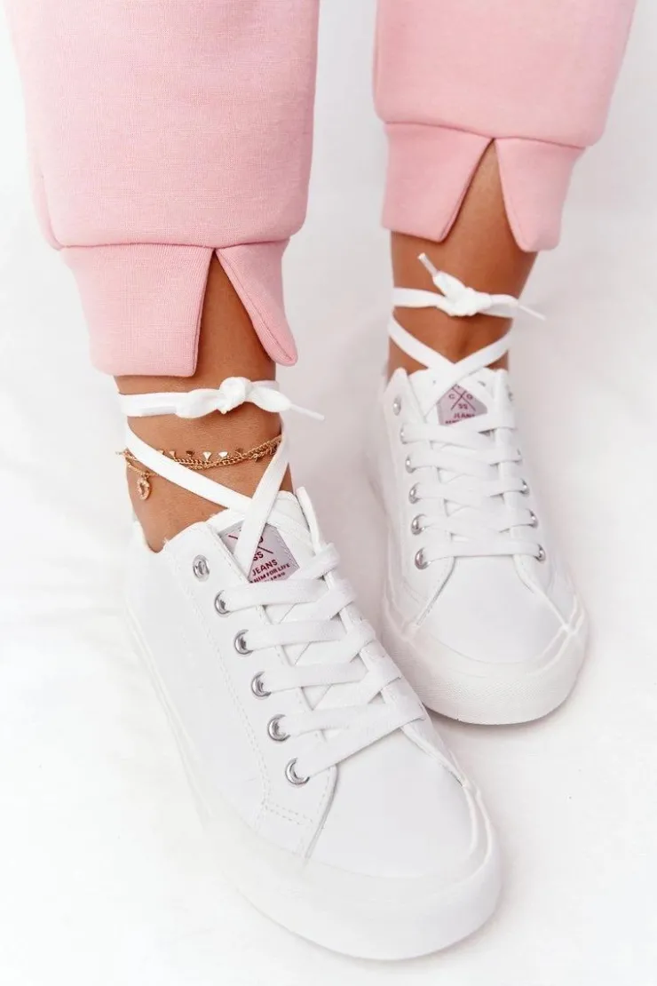 Online Cross Jeans Damskie Skórzane Tenisówki HH2R4001C Białe