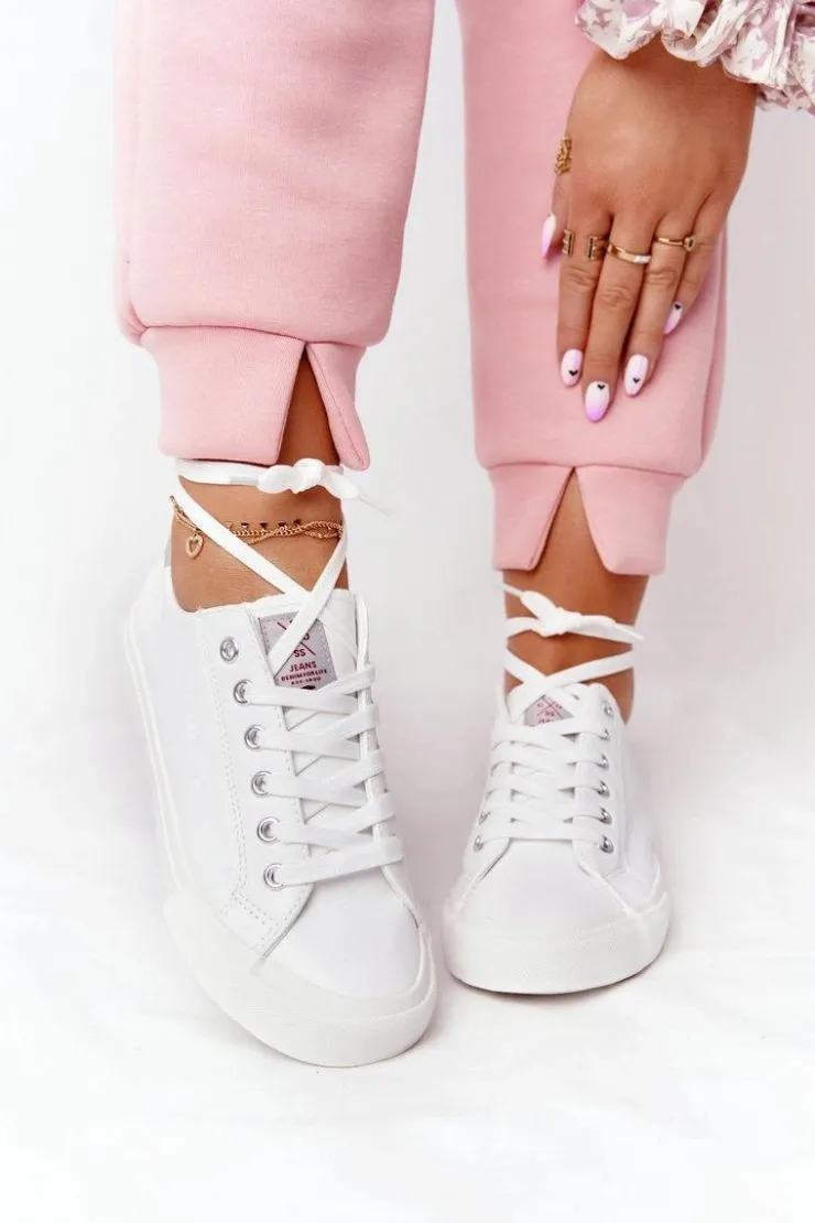 Online Cross Jeans Damskie Skórzane Tenisówki HH2R4001C Białe