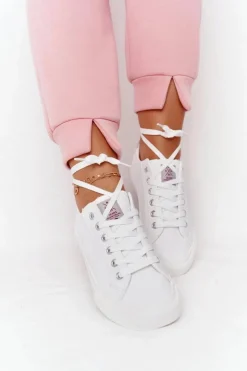 Online Cross Jeans Damskie Skórzane Tenisówki HH2R4001C Białe