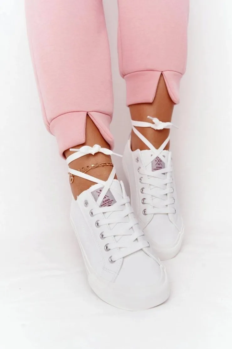 Online Cross Jeans Damskie Skórzane Tenisówki HH2R4001C Białe