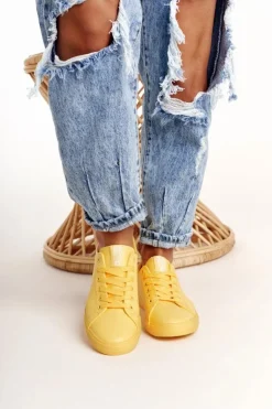 Damskie Big Star Shoes Damskie Skórzane Tenisówki BIG STAR HH274142 Żółte