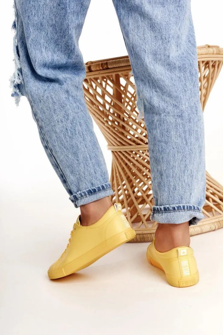 Damskie Big Star Shoes Damskie Skórzane Tenisówki BIG STAR HH274142 Żółte